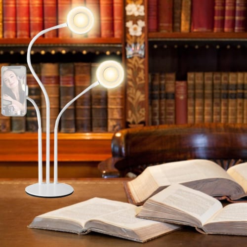 Vivitar Pc102 White Desktop Light Kit Dimmable Led Ring Phone Stand For Youtube Perspective: bottom