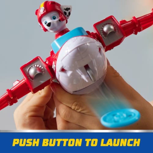 Paw Patrol Air Rescue Marshall Action Figure & Hero Hydro Airplane Toy with Projectile Launcher Perspective: bottom