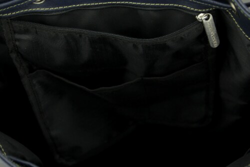 Michigan Wolverines Blue Embossed Leather Backpack Perspective: bottom