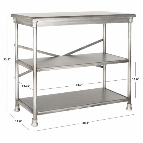 SAFAVIEH Jamison Medium Bookcase Silver Perspective: bottom