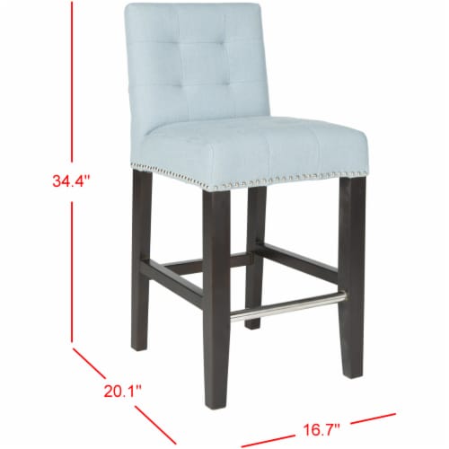 SAFAVIEH Thompson 24 Linen Counter Stool With Silver Nailheads Sky