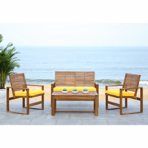 Safavieh Ozark Wood 4 Piece Set in Brown and Yellow Perspective: bottom