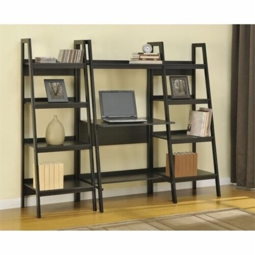 Bowery Hill 4 Shelf Ladder Bookcase in Black (Set of 2) Perspective: bottom