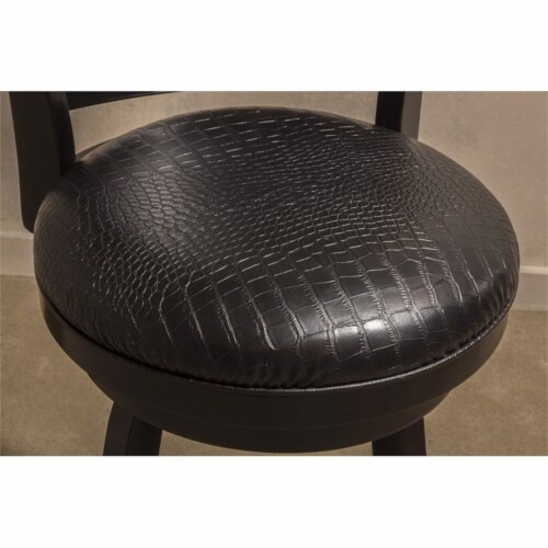 Bowery Hill 31 Faux Leather Swivel Bar Stool in Black Perspective: bottom