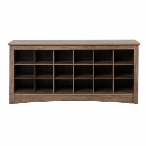 Atlin Designs 18 Cubby Shoe Storage Bench in Drifted Gray Perspective: bottom