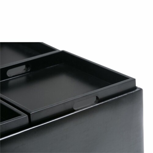 Atlin Designs Faux Leather Coffee Table Ottoman in Black Perspective: bottom