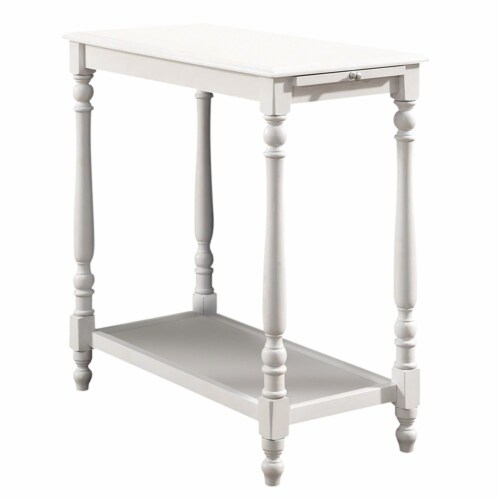 Home Square Slade Wood End Table with Tray in White (Set of 2) Perspective: bottom