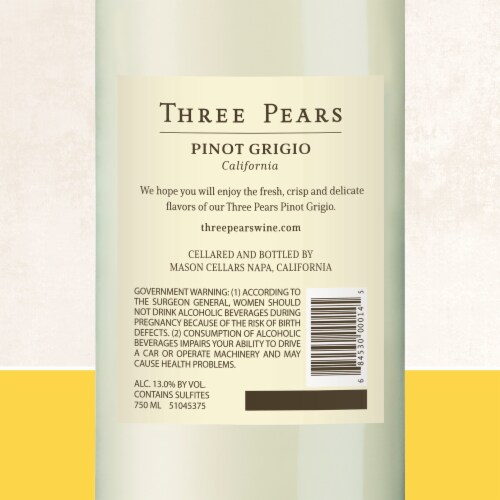 Three Pears Pinot Grigio California White Wine 750 ml Perspective: bottom