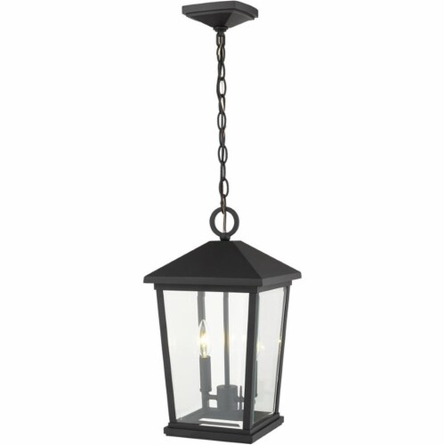 Z-Lite Beacon 2 Light 18  Clear Glass Aluminum Outdoor Pendant in Black Perspective: bottom