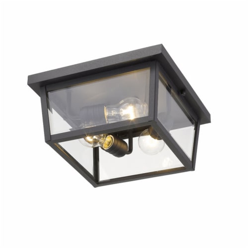 Z-Lite 568F-BK Beacon 6-Inch 3 Light 40W Dimmable Mount Ceiling Light, Black Perspective: bottom