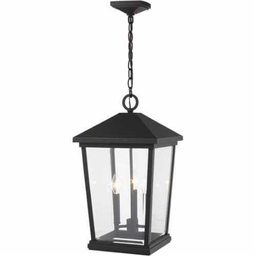 Z-Lite Beacon 3 Light 22  Clear Glass Aluminum Outdoor Pendant in Bronze Perspective: bottom