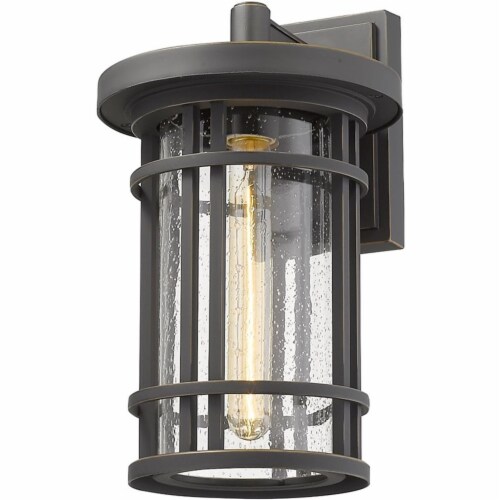 Z-Lite Jordan 14  Seedy Glass Aluminum Outdoor Wall Sconce in Bronze Perspective: bottom