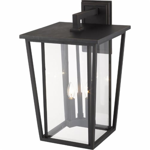 Z-Lite Seoul 3 Light 23  Clear Glass Aluminum Outdoor Wall Sconce in Bronze Perspective: bottom