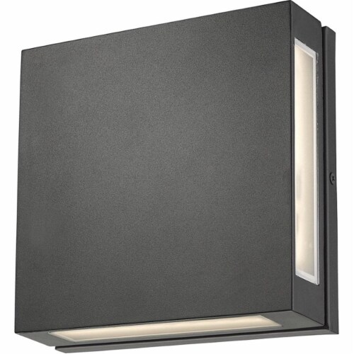 Z-Lite Quadrate 2 Light 11  Glass Aluminum Outdoor LED Wall Sconce in Black Perspective: bottom