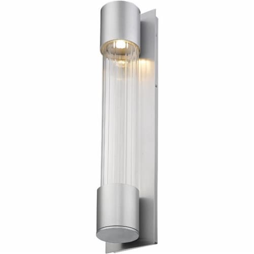 Z-Lite Striate 2 Light 24  Glass Aluminum Outdoor LED Wall Sconce in Silver Perspective: bottom