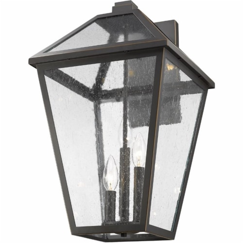 Z-Lite Talbot 3 Light 21  Seedy Glass Steel Outdoor Wall Sconce in Bronze Perspective: bottom
