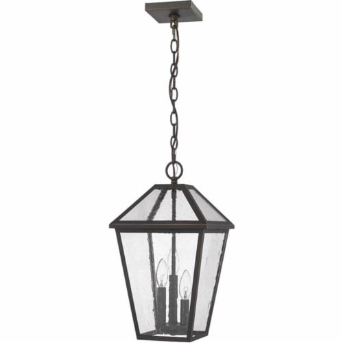 Z-Lite Talbot 3 Light 18  Seedy Glass Stainless Steel Outdoor Pendant in Bronze Perspective: bottom