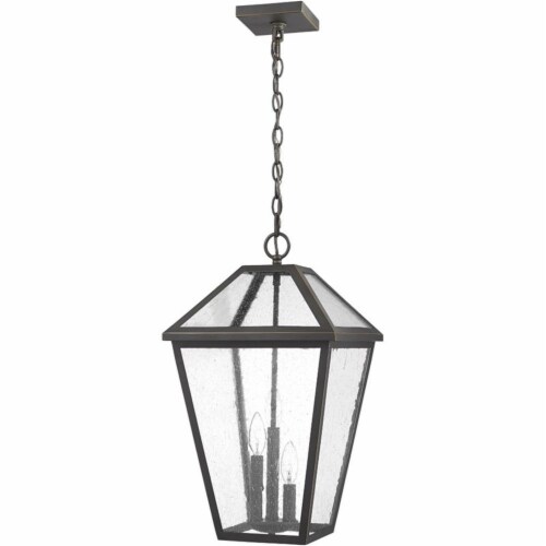 Z-Lite Talbot 3 Light 22  Seedy Glass Stainless Steel Outdoor Pendant in Bronze Perspective: bottom