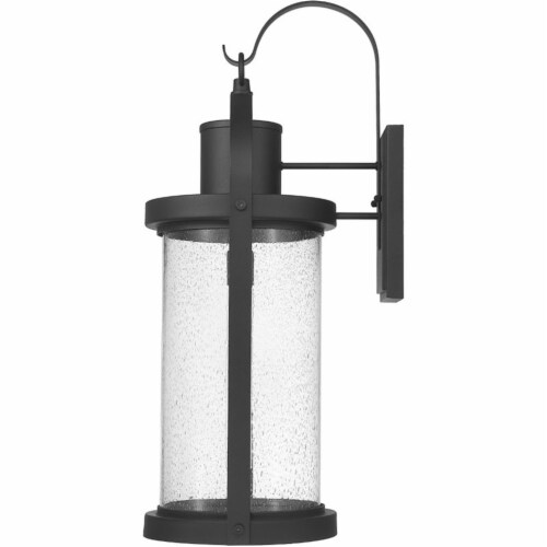Z-Lite Roundhouse 32  Seedy Glass Aluminum Outdoor Wall Sconce in Black Perspective: bottom