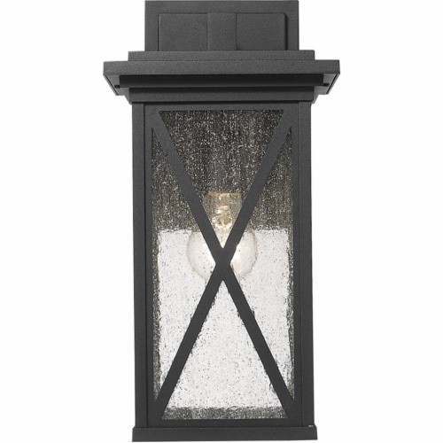 Z-Lite Brookside 15  Seedy Glass Aluminum Outdoor Wall Sconce in Black Perspective: bottom