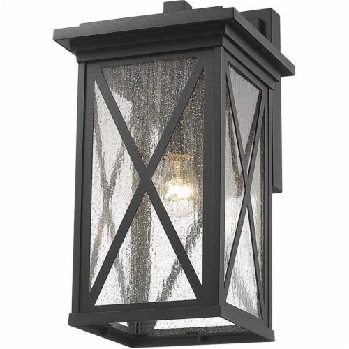 Z-Lite Brookside 18  Seedy Glass Aluminum Outdoor Wall Sconce in Black Perspective: bottom