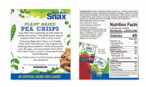 Mum-Mum Snax Pea Crisps Apple Cinnamon - 6 Boxes Perspective: bottom