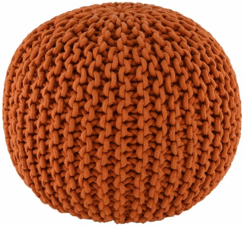 Brown 15 x17  Gum Drop 100% Cotton Knitted Round Pouf Foot Stool Ottoman Perspective: bottom