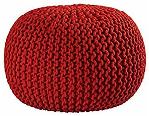 Blush 15 x17  Gum Drop 100% Cotton Knitted Round Pouf Foot Stool Ottoman Perspective: bottom