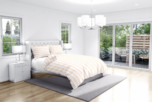 Anti-Bacterial 100% Cotton Sateen Duvet Set Gold Stripe 45 Full Queen Perspective: bottom