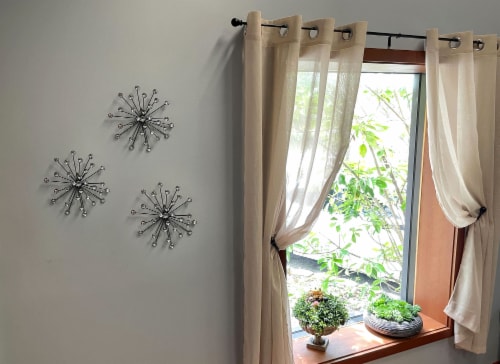 Jeweled 3D Black Bursting Star Wall Sculpture Set of 3 - Black Perspective: bottom