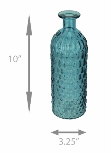 Blue Green and Grey Decorative Textured Glass Bottles Set of 3 Perspective: bottom