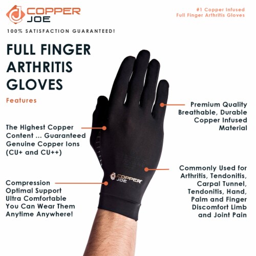 Copper Joe Full Finger Compression Arthritis Gloves-1 Pair  Perspective: bottom