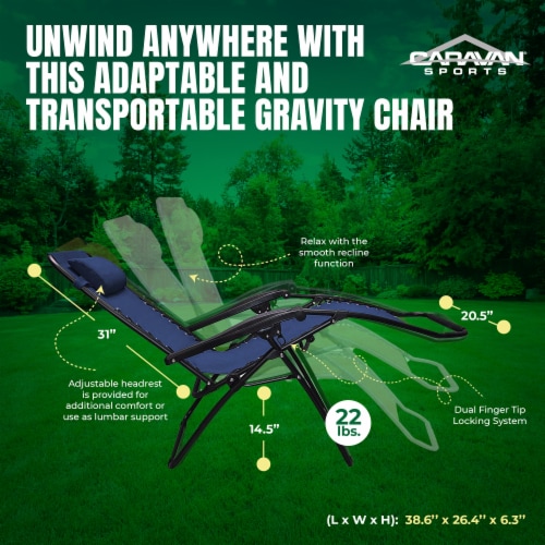 Caravan Sports Infinity Zero Gravity Chair 2pk Blue Perspective: bottom