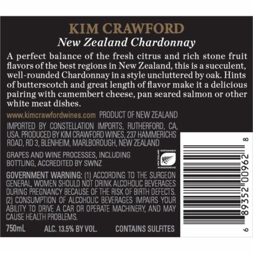 Kim Crawford Chardonnay White Wine Perspective: bottom