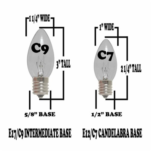25 Foot C9 LED Warm White Christmas Light Set, Hanging String Lights, White Wire Perspective: bottom