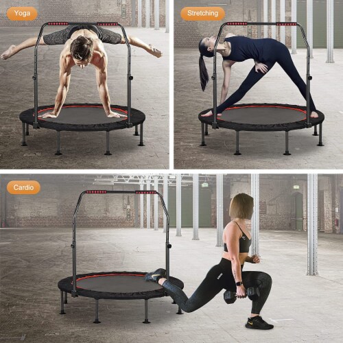 Fitness trampoline handle outlet