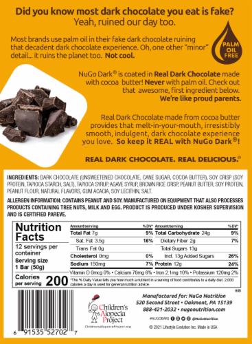 NuGo® Dark® Chocolate Peanut Butter Cup Gluten Free Vegan Protein Bars Perspective: bottom