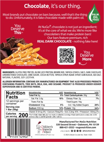 NuGo® Dark® Chocolate Pretzel with Sea Salt Gluten Free Vegan Protein Bars Perspective: bottom