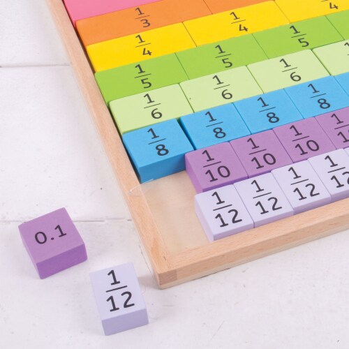 Bigjigs Toys Wooden Fractions Tray Perspective: bottom