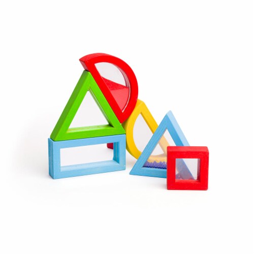 Bigjigs Toys Wooden Rainbow Sensory Shapes Perspective: bottom