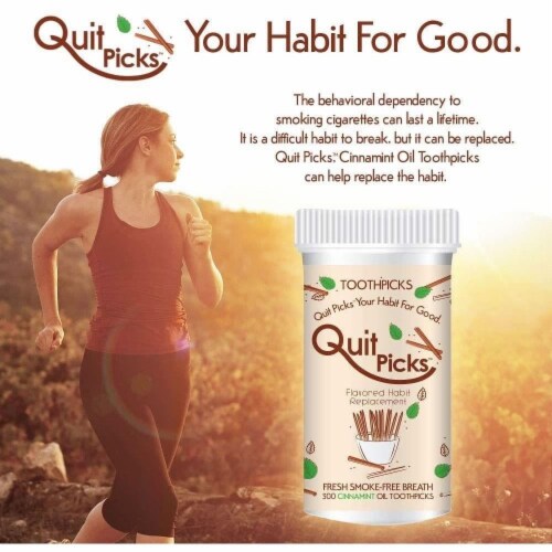 Quit Picks Toothpicks 300ct Cinnamint Quit Smoking Aid Freshes Breathe Perspective: bottom