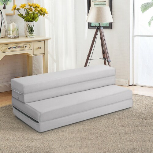 4 Inch Folding Sofa Bed Foam Mattress with Handles - Costway