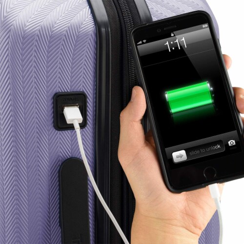 Traveler's Choice Dana Point Expandable Hard-Shell Luggage Set with USB Port - Light Lavender Perspective: bottom