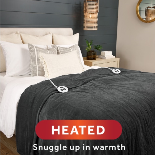 Sunbeam Heated Blanket - Gray Perspective: bottom