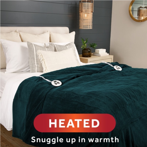 Sunbeam Heated Blanket - Green Perspective: bottom