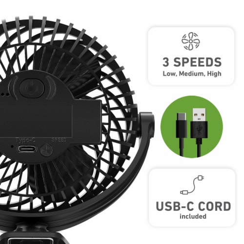 Holmes® 4 Inch Rechargeable USB-Powered Clip Fan Perspective: bottom