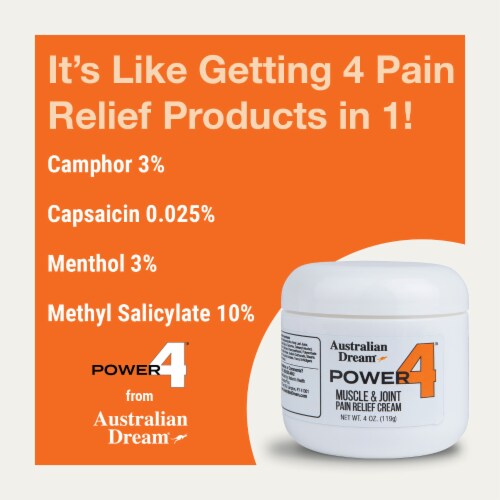 Australian Dream Power 4 - Muscle and Joint Pain Relief Cream - 4oz Jar Perspective: bottom