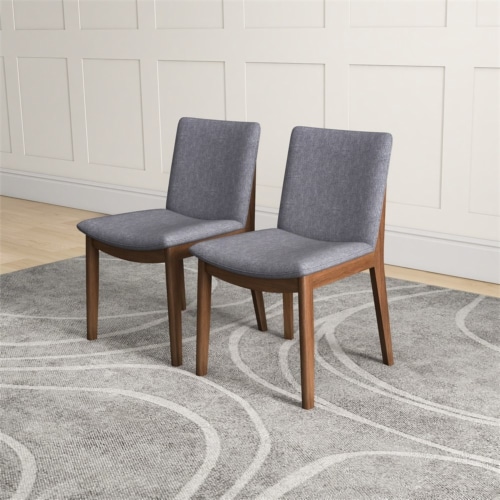 Valentine Mid-Century Modern Light Gray Fabric Dining Chair Set of 2 Perspective: bottom