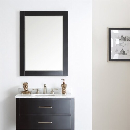 Vinnova Florence 30 Bathroom Vanity Framed Wall Mirror in Espresso Perspective: bottom