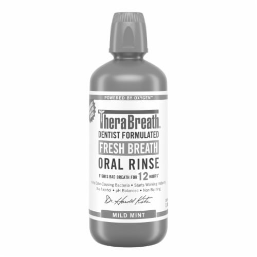 TheraBreath Fresh Breath Mouthwash Mild Mint Alcohol-Free Perspective: bottom